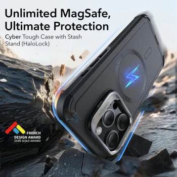 Калъф за iPhone 16 Pro Max - ESR Cyber ​​Armor Kickstand - Черен
