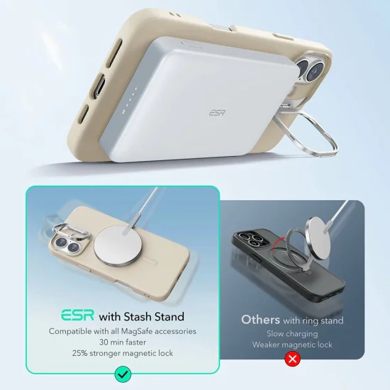 Калъф за iPhone 16 Plus - ESR - Cloud Soft HaloLock Kickstand - Light Tan