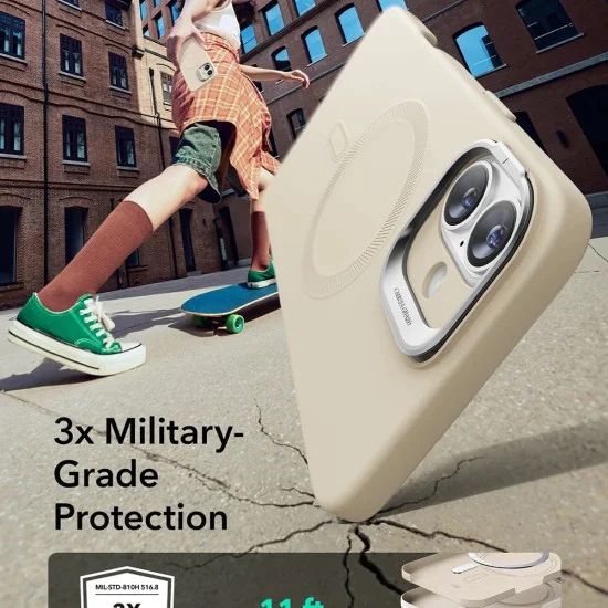 Калъф за iPhone 16 Plus - ESR - Cloud Soft HaloLock Kickstand - Light Tan