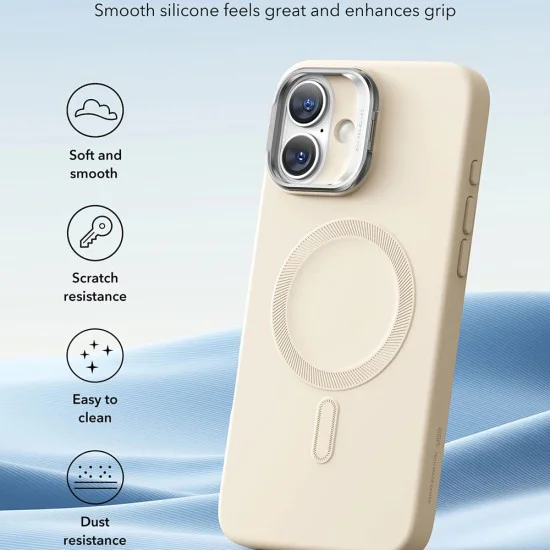 Калъф за iPhone 16 Plus - ESR - Cloud Soft HaloLock Kickstand - Light Tan