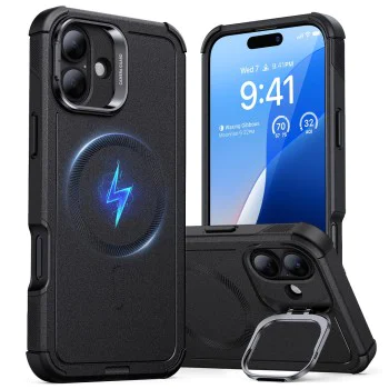 Калъф за iPhone 16 Plus - ESR Cyber ​​Armor Kickstand - Черен