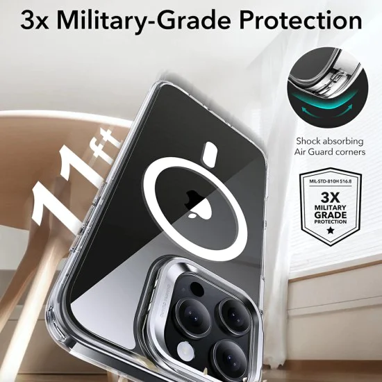 Калъф за iPhone 16 Pro Max - ESR Classic Classic Hybrid HaloLock HaloLock Kickstand - Grey Clear