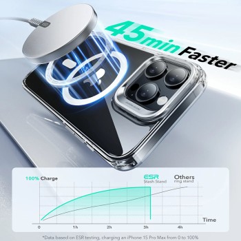 Калъф за iPhone 16 Pro Max - ESR Classic Hybrid HaloLock Kickstand - Clear Black