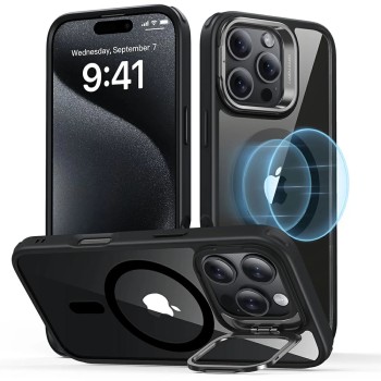 Калъф за iPhone 16 Pro Max - ESR Classic Hybrid HaloLock Kickstand - Clear Black
