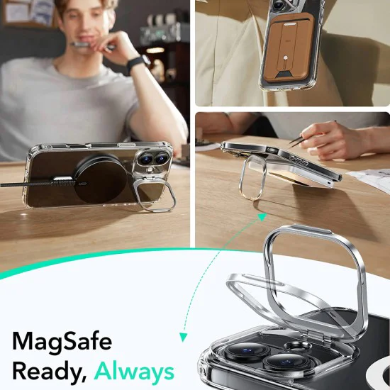 Калъф за iPhone 16 - ESR Classic Hybrid HaloLock Kickstand - Clear