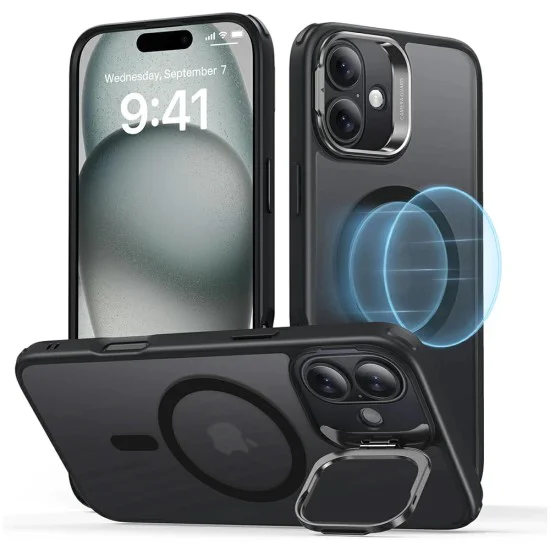 Калъф за iPhone 16 - ESR Classic Hybrid HaloLock Kickstand - Frosted Black