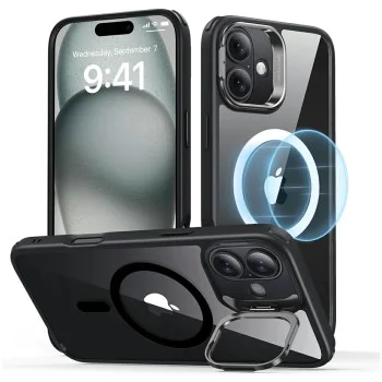 Калъф за iPhone 16 - ESR Classic Hybrid HaloLock Kickstand - Clear Black