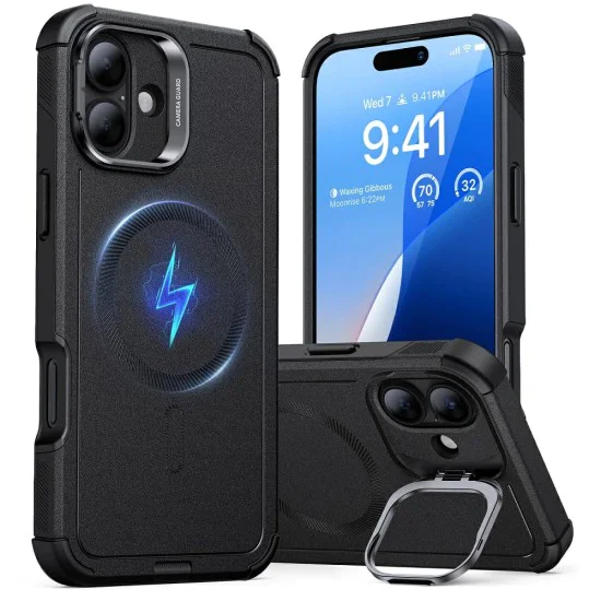 Калъф за iPhone 16 - ESR Cyber ​​Armor Kickstand - Черен