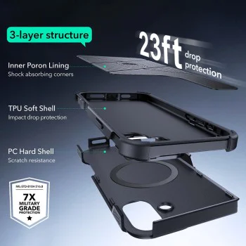 Калъф за iPhone 16 - ESR Cyber ​​Armor Kickstand - Зелен