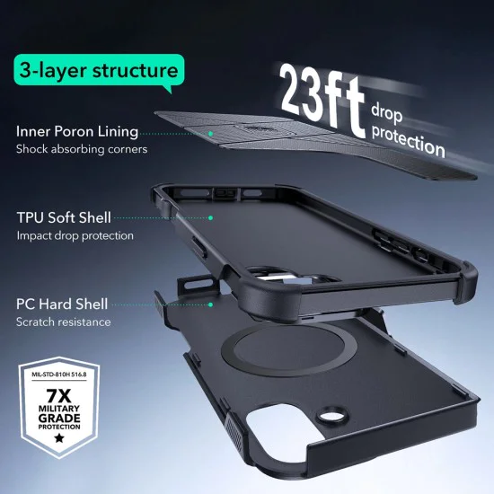 Калъф за iPhone 16 - ESR Cyber ​​Armor Kickstand - Зелен