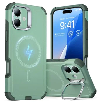 Калъф за iPhone 16 - ESR Cyber ​​Armor Kickstand - Зелен