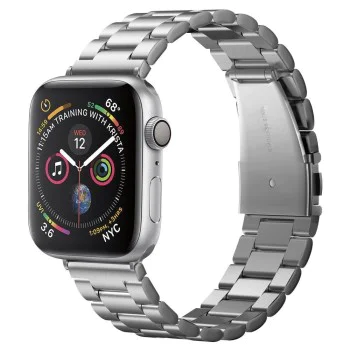 Каишка за Apple Watch 1/2/3/3/4/4/5/5/5/6/6/7/8/7/8/9/10/SE/SE/SE 2/Ultra/Ultra 2 ( 42/44/45/46/49 мм) - Spigen Modern Fit - Сребрист