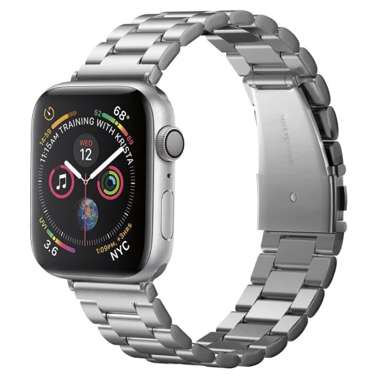 Каишка за Apple Watch 1/2/3/3/4/4/5/5/5/6/6/7/8/7/8/9/10/SE/SE/SE 2/Ultra/Ultra 2 ( 42/44/45/46/49 мм) - Spigen Modern Fit - Сребрист