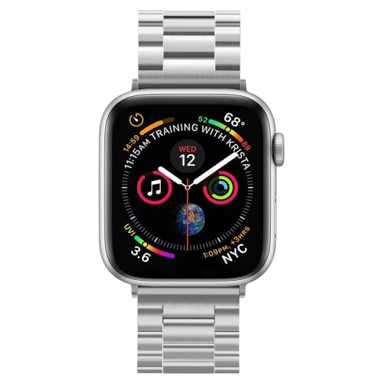 Каишка за Apple Watch 1/2/3/3/4/4/5/5/5/6/6/7/8/7/8/9/10/SE/SE/SE 2/Ultra/Ultra 2 ( 42/44/45/46/49 мм) - Spigen Modern Fit - Сребрист