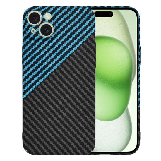 Калъф за iPhone 15 Plus - Carbonite FiberShell - Blue Pulse