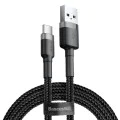 USB Type-C Data Cable, 2A, 3m - Baseus Caffeine (CATKLF-UG1) - Сиво Черен