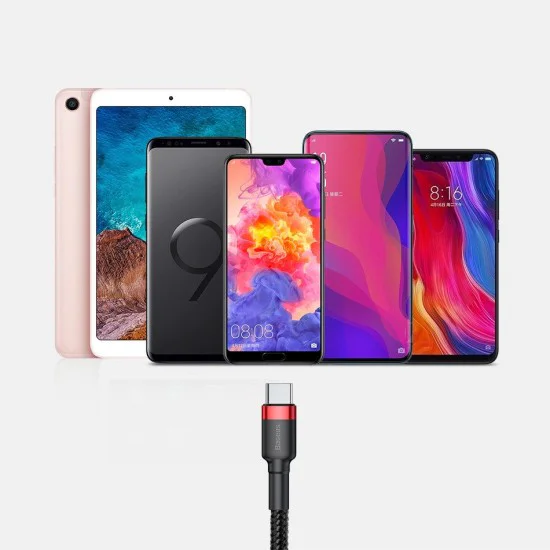 USB Type-C Data Cable, 2A, 3m - Baseus Caffeine (CATKLF-UG1) - Сиво Черен