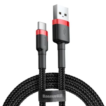 Baseus - Кабел за данни Cafule (CATKLF-U91) - USB към Type-C, 2A, 3m - Червен Черен