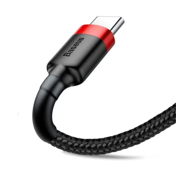 Baseus - Кабел за данни Cafule (CATKLF-U91) - USB към Type-C, 2A, 3m - Червен Черен
