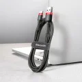 Baseus - Кабел за данни Cafule (CATKLF-U91) - USB към Type-C, 2A, 3m - Червен Черен