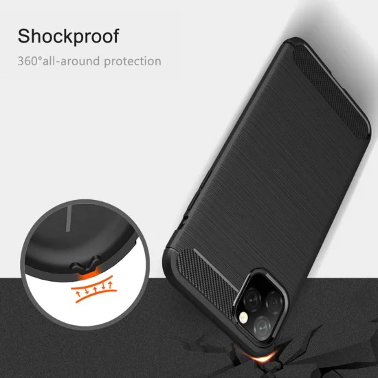 Калъф за iPhone 11 Pro Max - Carbon Silicone - Черен