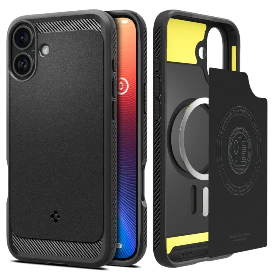 Калъф за iPhone 16 Plus - Spigen - Rugged Armor MagSafe - матово черен