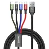 Кабел за данни USB към Lightning, 2 x Type-C, Micro-USB 3.5A, 1.2m - Baseus (CA1T4-B01) - Черен