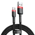 USB Type-C Data Cable, 2A, 2m - Baseus Caffeine (CATKLF-C91) - Червен Черен