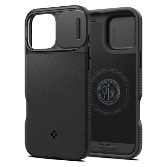 Калъф iPhone 16 Pro Max - Spigen Optik Optik Armor MagSafe - Черен
