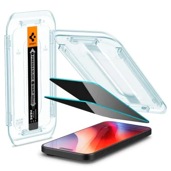 Стъклен протектор за iPhone 16 Pro, iPhone 17, iPhone 17 Pro (комплект от 2) - Spigen Glas.tR EZ FIT - Privacy