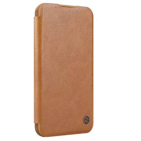 Калъф за iPhone 16 - Nillkin Qin Prop Leather Case - кафяв