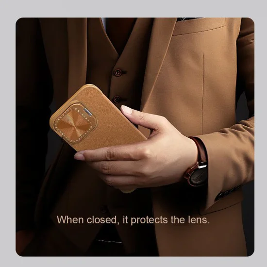 Калъф за iPhone 16 - Nillkin Qin Prop Leather Case - кафяв