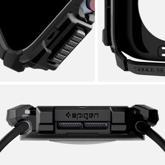 Протектор за Apple Watch 10 42 мм - Spigen - Rugged Armor - черен