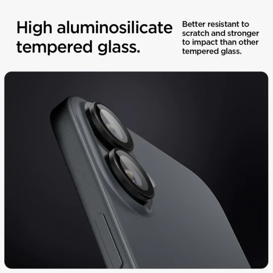 Протектор за камера за iPhone 16 / iPhone 16 Plus (комплект 2) - Spigen Glas.tR Optik EZ Fit Pro - черно