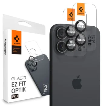 Протектор за камера за iPhone 16 / iPhone 16 Plus (комплект 2) - Spigen Glas.tR Optik EZ Fit Pro - черно