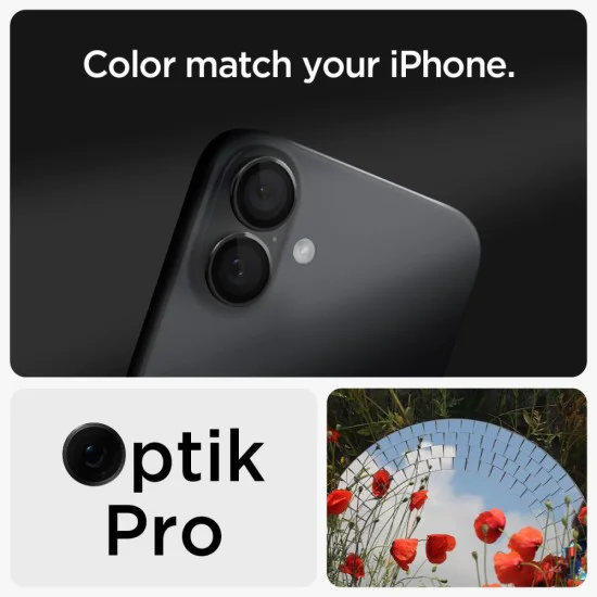 Протектор за камера за iPhone 16 / iPhone 16 Plus (комплект 2) - Spigen Glas.tR Optik EZ Fit Pro - черно