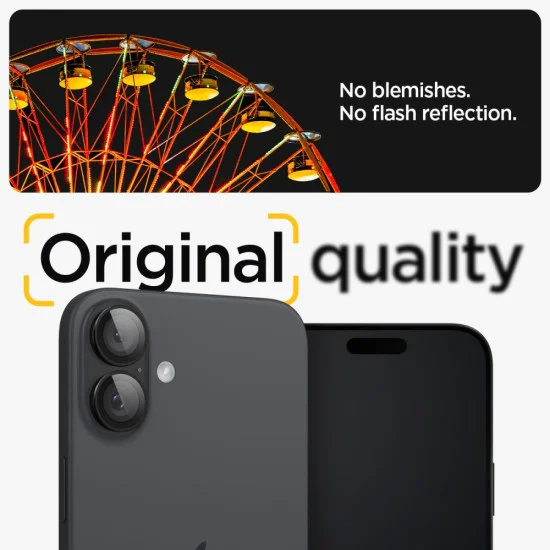 Протектор за камера за iPhone 16 / iPhone 16 Plus (комплект 2) - Spigen Glas.tR Optik EZ Fit Pro - черно