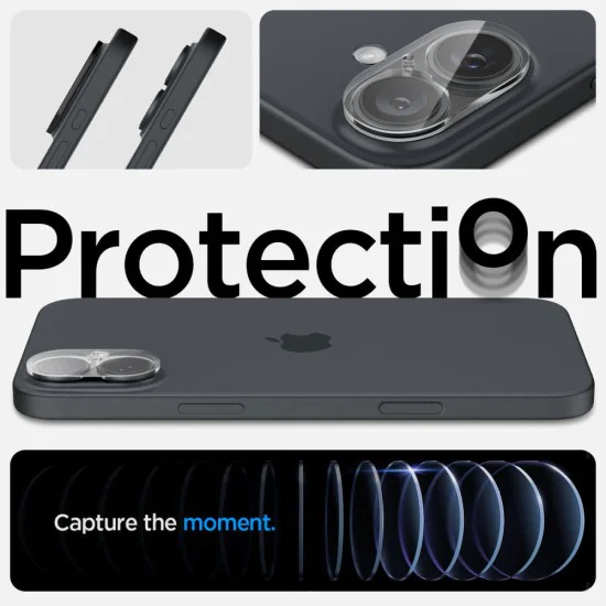 Протектор за камера за iPhone 16 / iPhone 16 Plus (комплект 2) - Spigen Glas.tR Optik - Clear