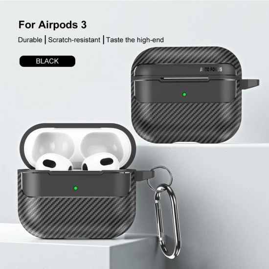 Калъф за AirPods 3 - CarbonFiber - черен