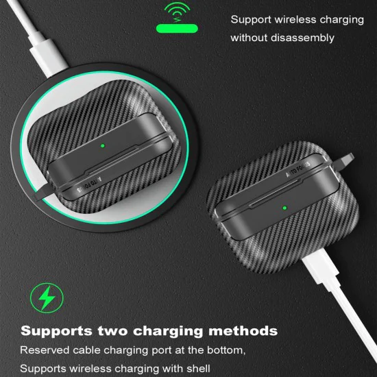 Калъф за AirPods 3 - CarbonFiber - черен