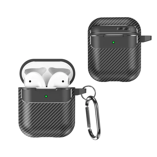 Калъф за AirPods 1/2 - CarbonFiber - черен