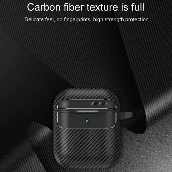 Калъф за AirPods 1/2 - CarbonFiber - черен