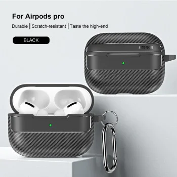 Калъф за Apple AirPods Pro 1/2 - CarbonFiber - черен
