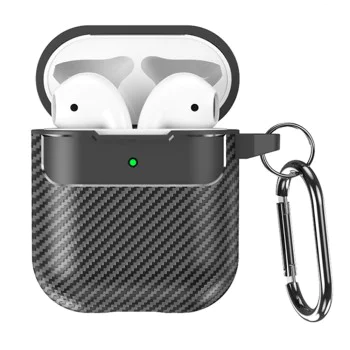 Калъф за AirPods 1/2 - CarbonFiber - черен