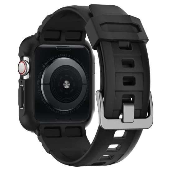 Протектор за Apple Watch 4/5/6/6/7/8/9/SE/SE 2 (44/45 мм) + каишка - Spigen - Rugged Armor Pro - черен