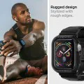 Протектор за Apple Watch 4/5/6/6/7/8/9/SE/SE 2 (44/45 мм) + каишка - Spigen - Rugged Armor Pro - черен