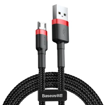 Baseus - Кабел за данни Cafule (CAMKLF-C91) - USB към Micro-USB, 1,5 A, 2 м - Червен Черен