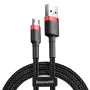 Baseus - Кабел за данни Cafule (CAMKLF-C91) - USB към Micro-USB, 1,5 A, 2 м - Червен Черен