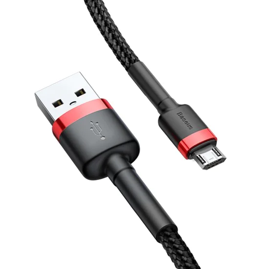 Baseus - Кабел за данни Cafule (CAMKLF-C91) - USB към Micro-USB, 1,5 A, 2 м - Червен Черен