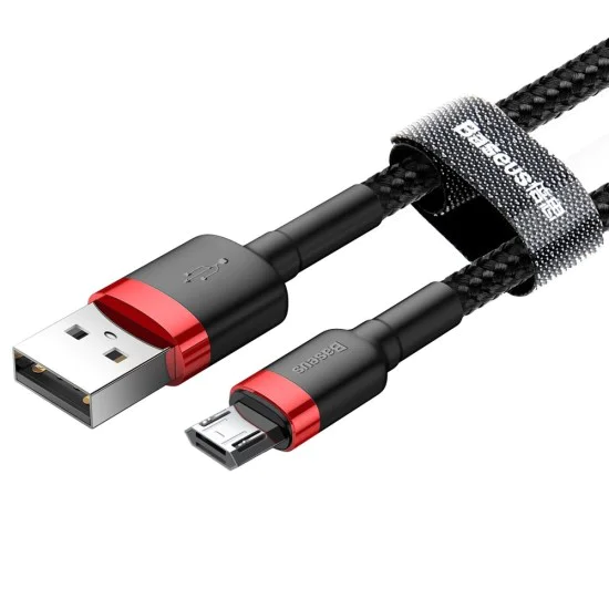 Baseus - Кабел за данни Cafule (CAMKLF-C91) - USB към Micro-USB, 1,5 A, 2 м - Червен Черен